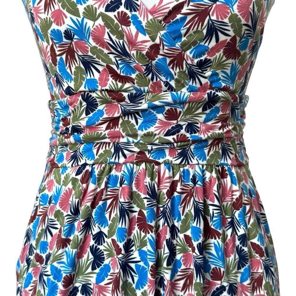 Boden Effie Palm Leaf Print V-Neck Sleeveless Midi Fit & Flare Dress Multi US 4P - Picture 7 of 16